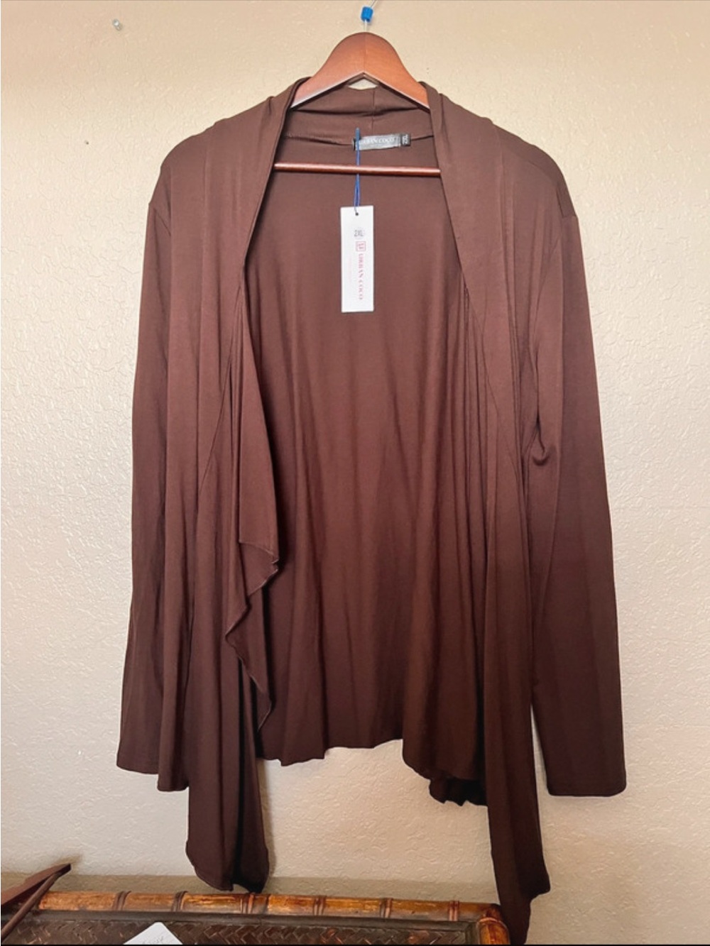 Urban Coco Brown Cardigan Drape Front Open 2XL NWT